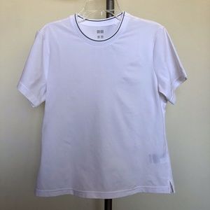 Plain white shirt w/black stitching on collar